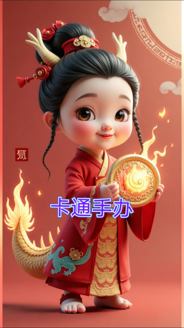 卡通小美女手机壁纸神图壁纸#超高清壁纸#十二生肖龙手办#好运