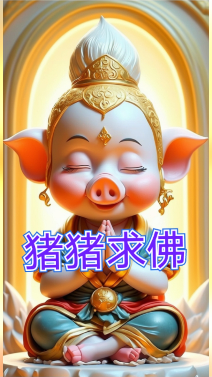 猪猪求佛手机壁纸#神图壁纸#猪猪送福#祝君好运连连#美满幸福