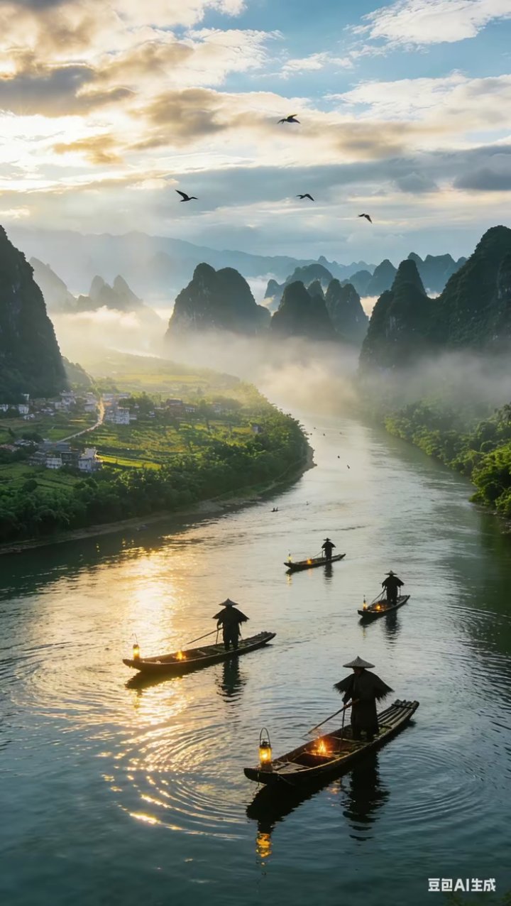 动态壁纸山水渔夫