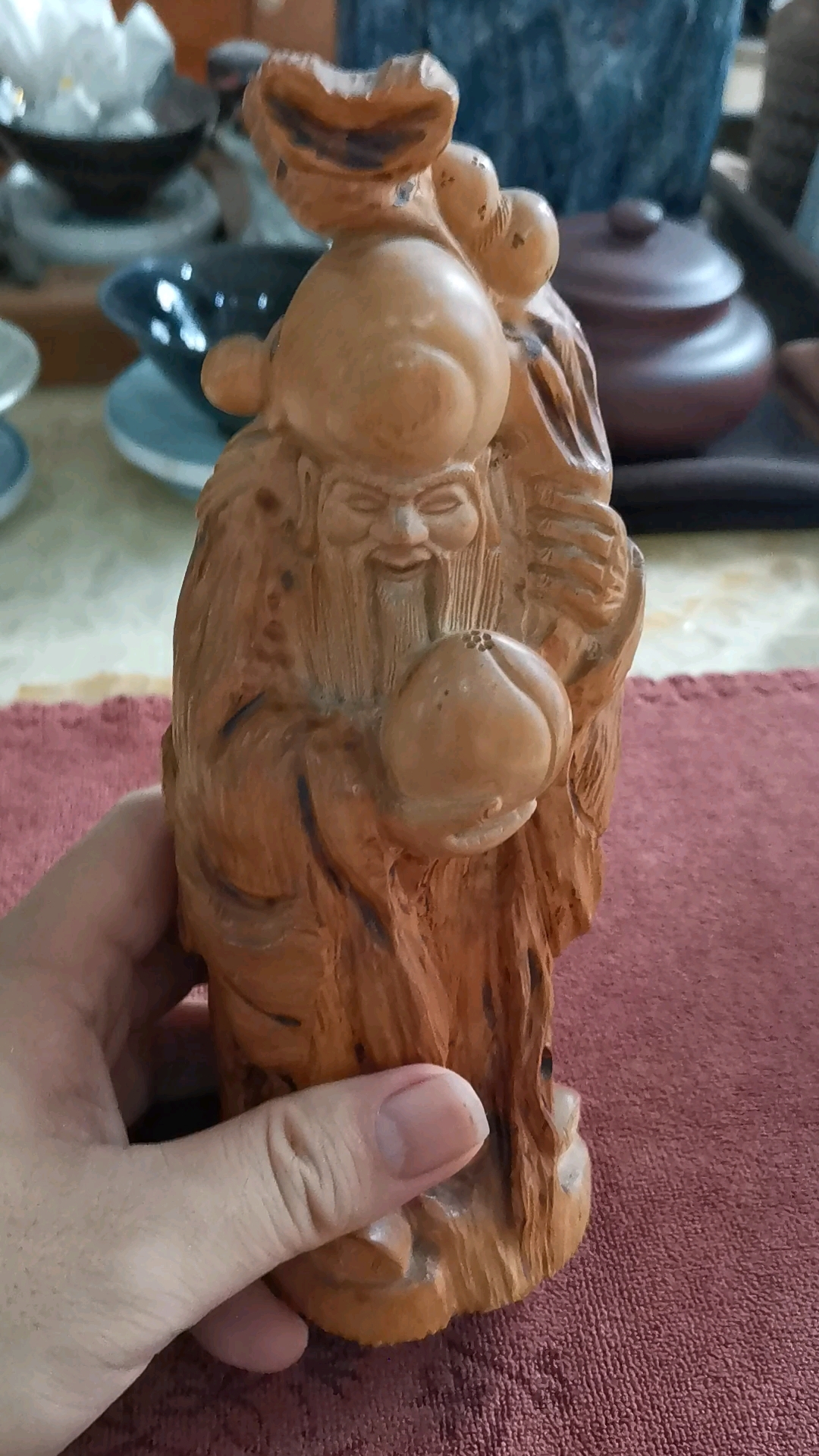 木雕寿星,有点压手!还不错