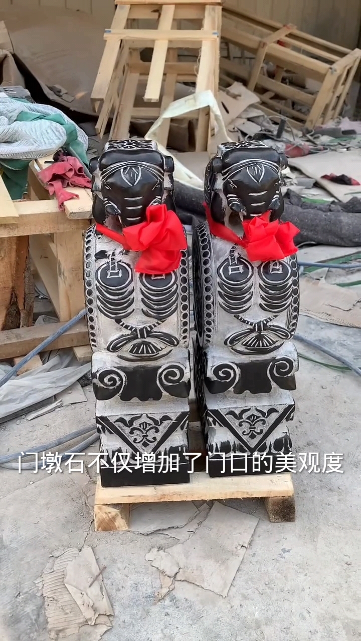 家用青石门墩抱鼓石一对貔貅福鱼小象镇宅旺宅大门口石雕仿古摆件