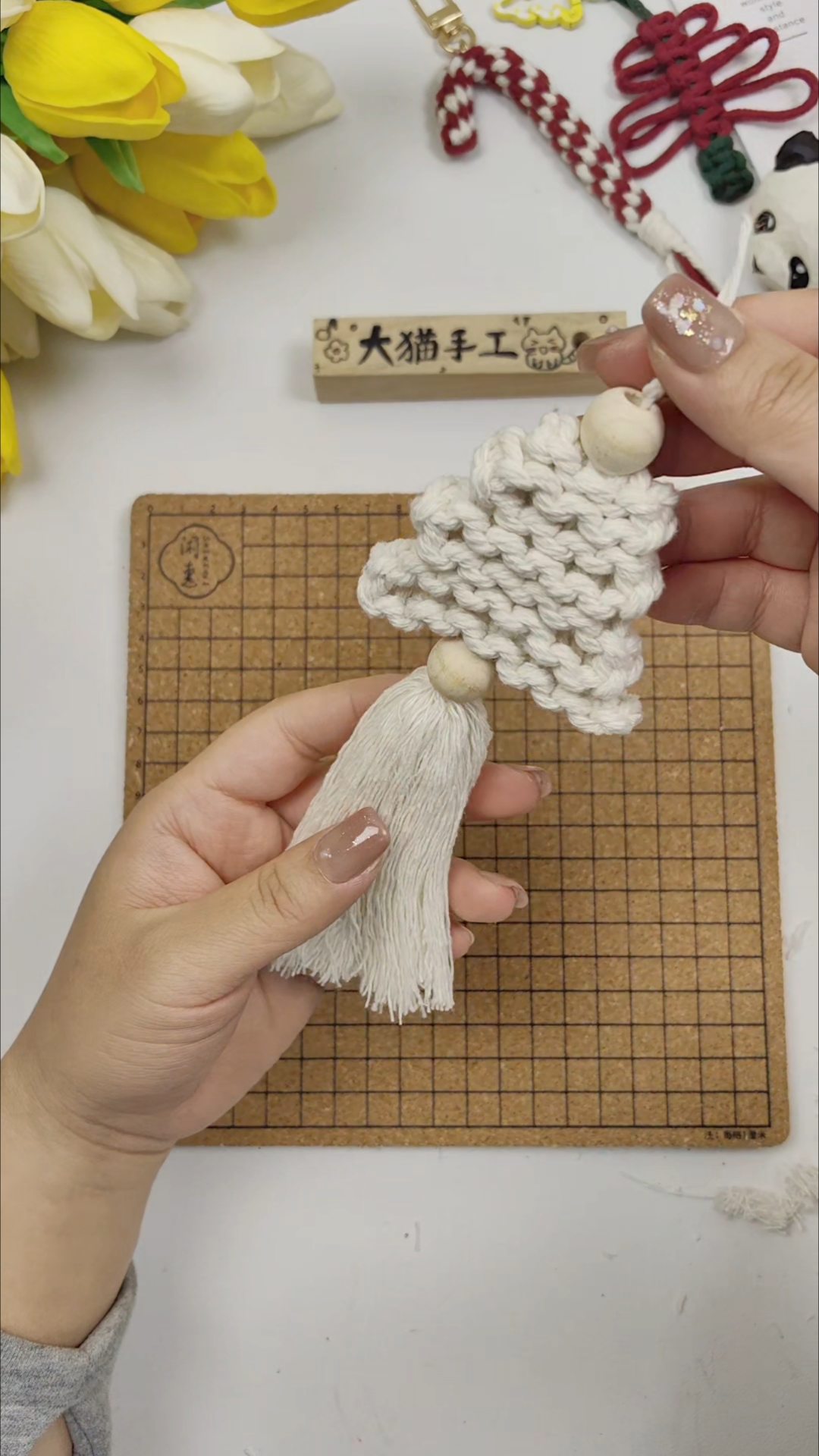 超简单手编圣诞树挂件。手工diy圣诞饰品