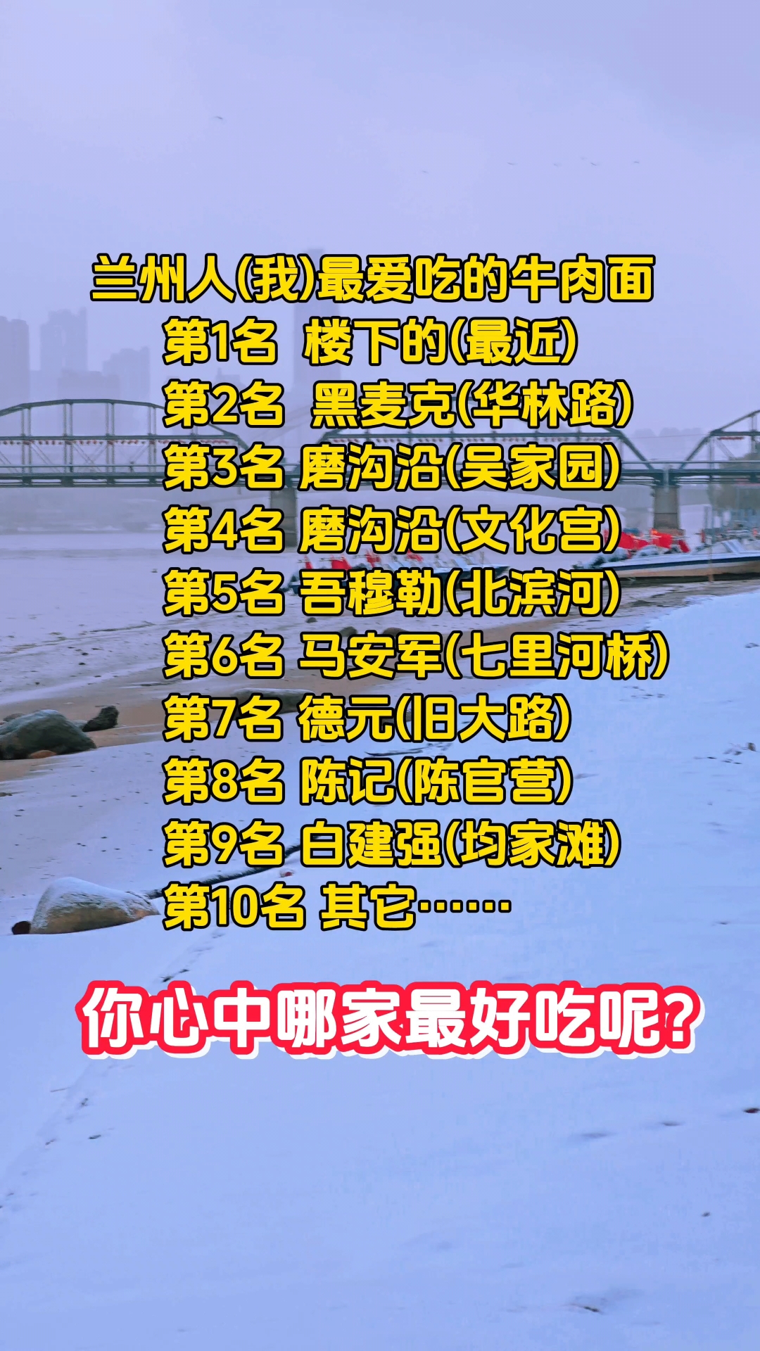 兰州人最爱吃的牛肉面 第1名