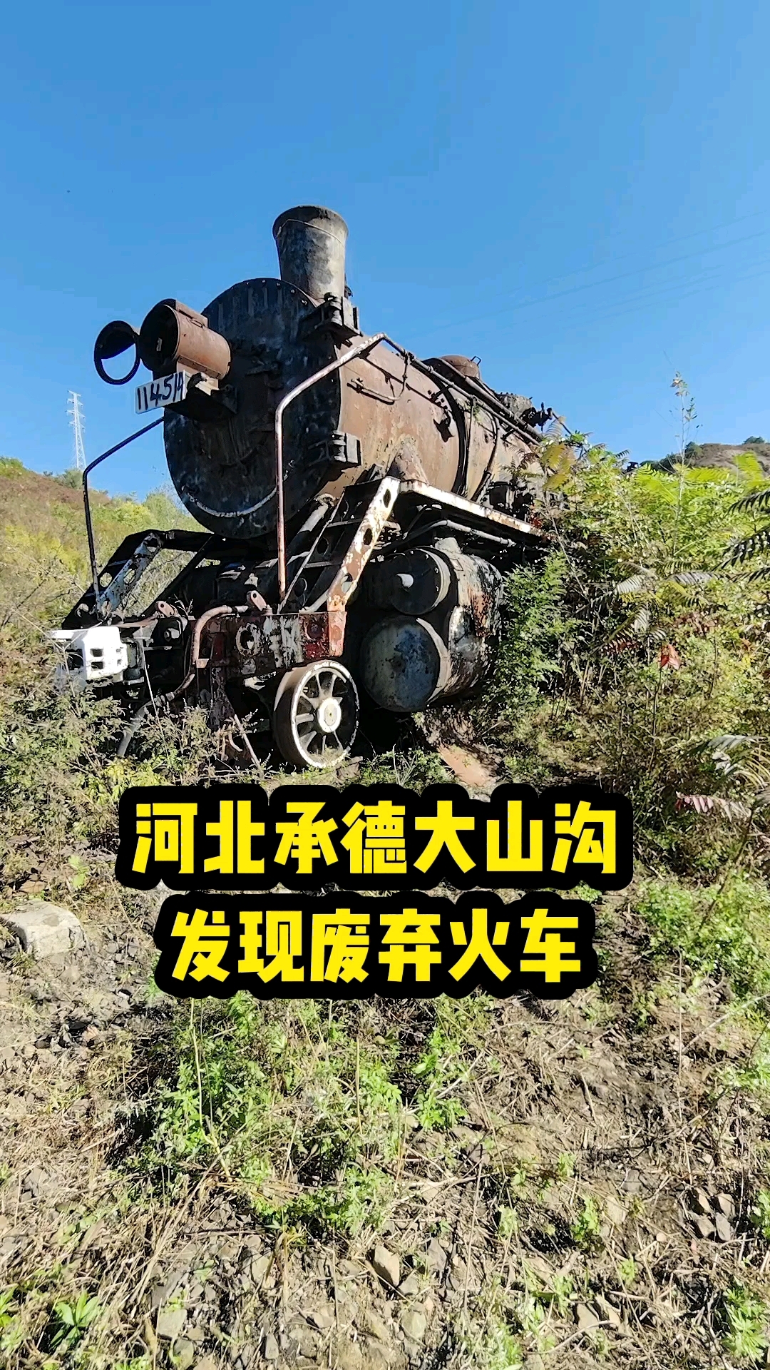 河北大山里发现废弃火车蒸汽车头