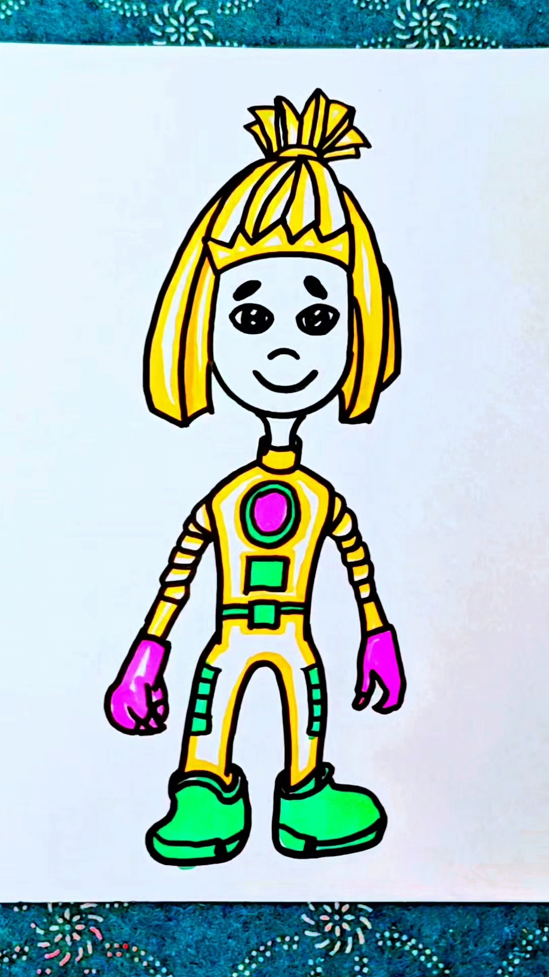 小瓶盖画螺丝钉小孩简笔画教程