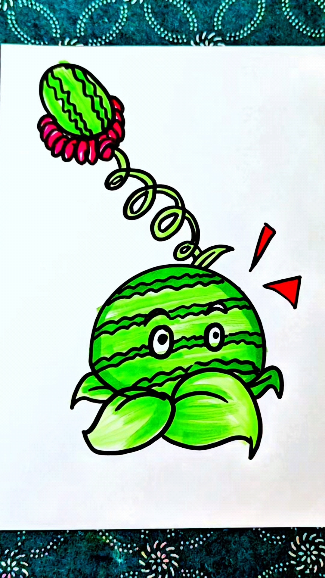 小瓶盖画西瓜投手简笔画教程