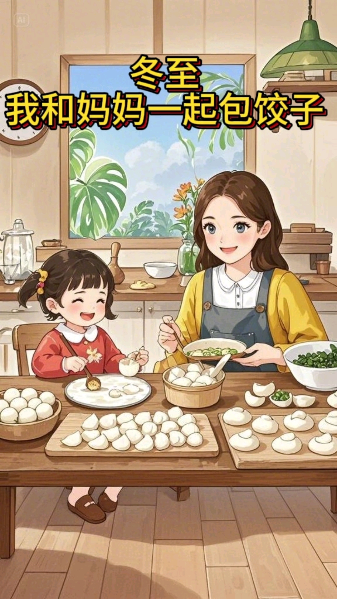 原创儿童故事:冬至我和妈妈一起包饺子