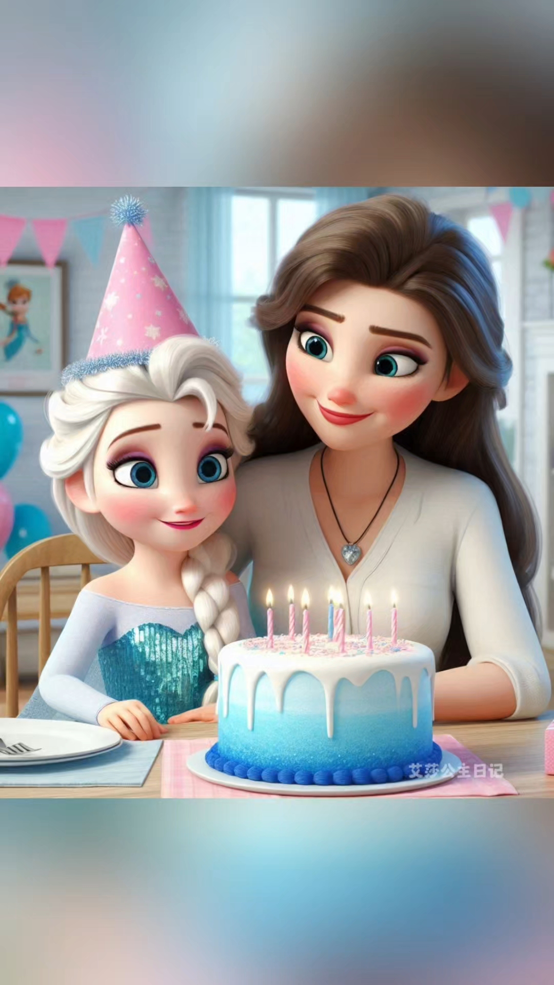 小艾莎公主过生日,妈妈亲手给她做蛋糕