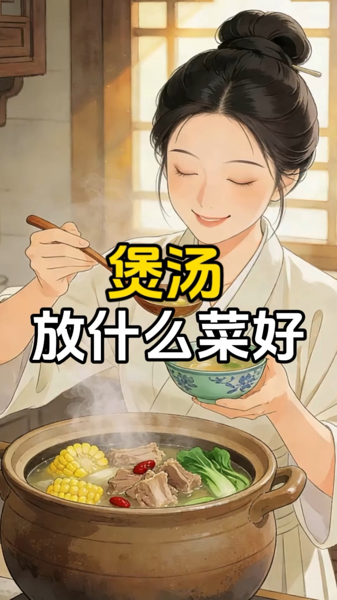 煲汤放什么菜好，排骨汤放玉米，猪蹄汤放花生和黄芪。#健康养生#