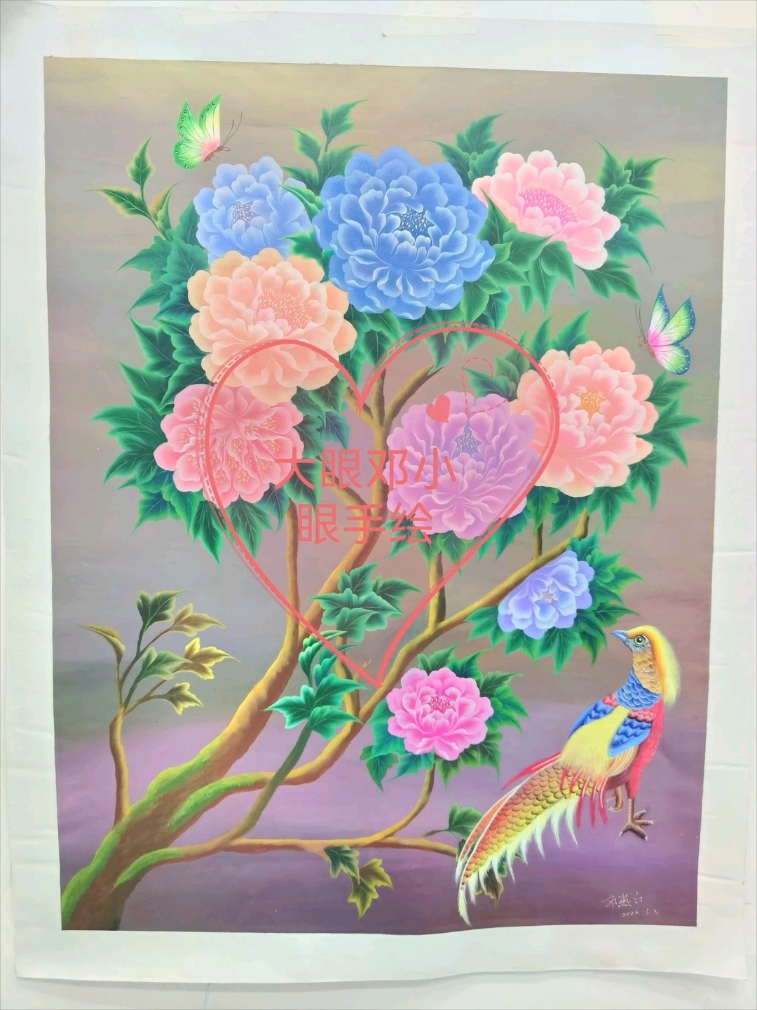 牡丹锦鸡图,祝大家锦上添花