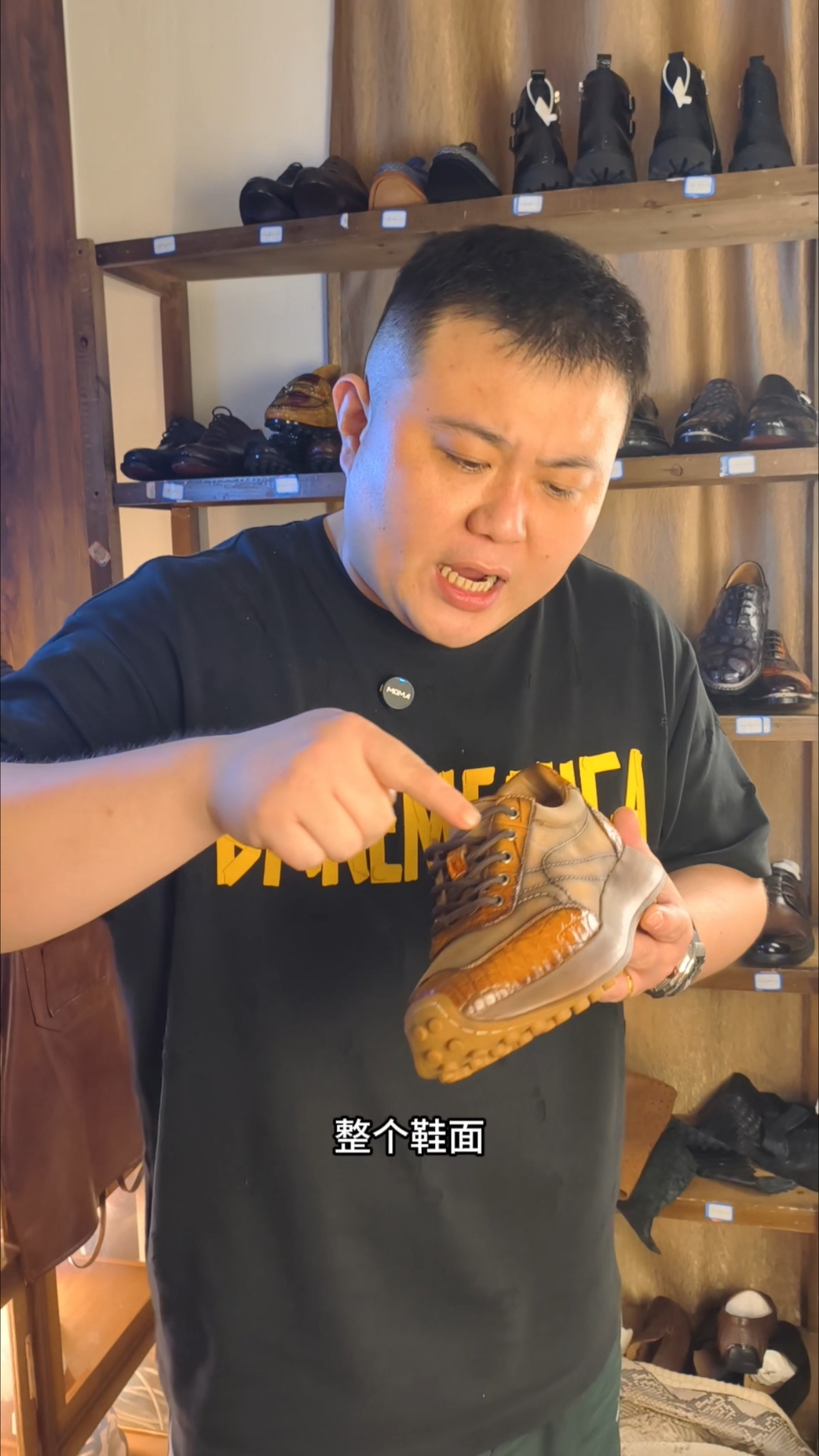 高端定制夏季手工鳄鱼皮休息慢跑鞋