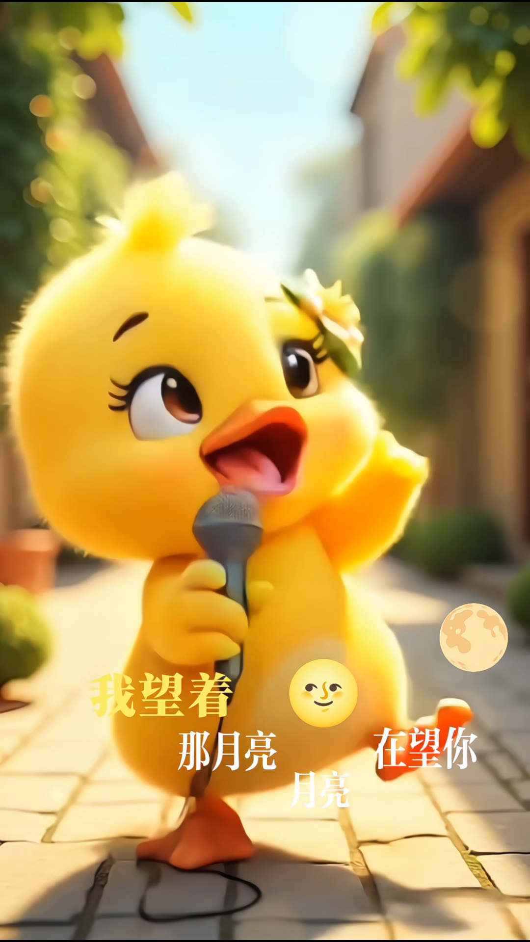 呆萌可爱的小黄鸭在线献唱一首《我望着月亮月亮在望你》萌翻了