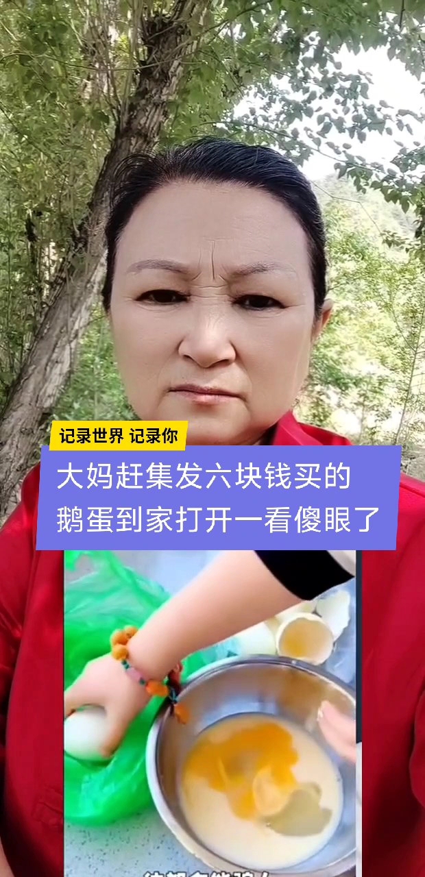 大妈赶集六块钱一个买回的鹅蛋,回家一看傻眼了