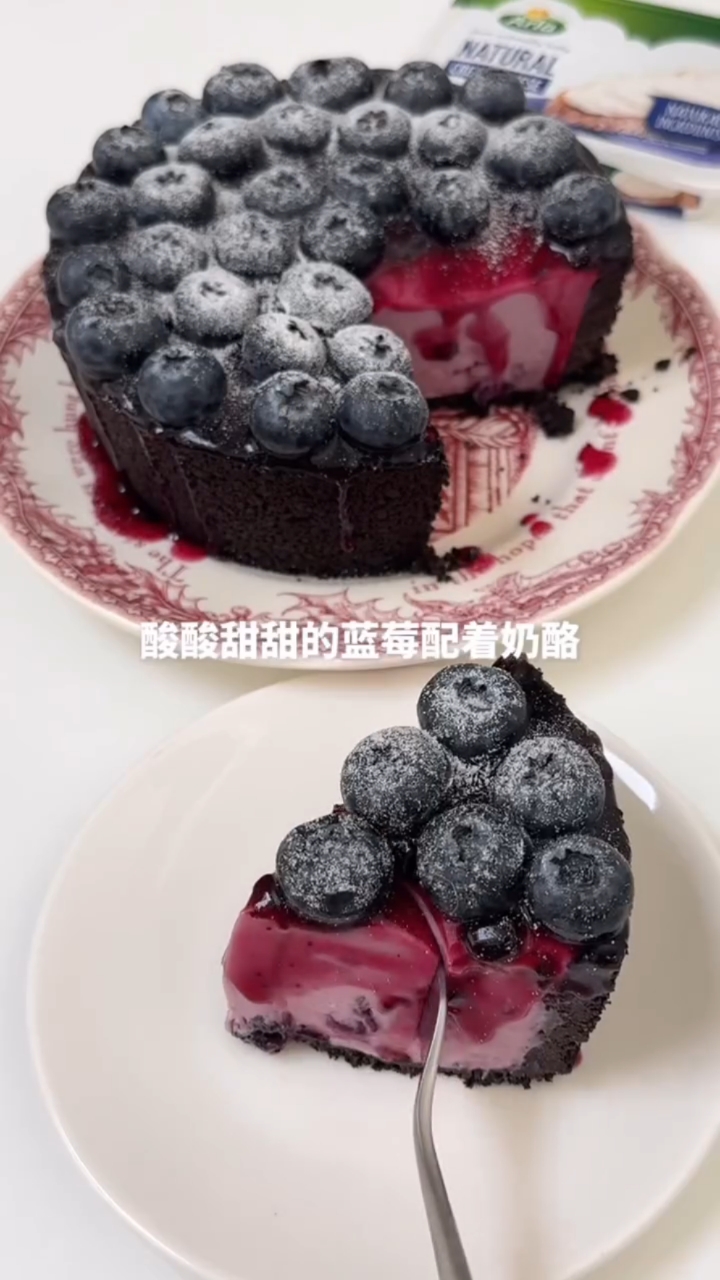 奥利奥蓝莓乳酪蛋糕巨好吃,不需要烤箱!