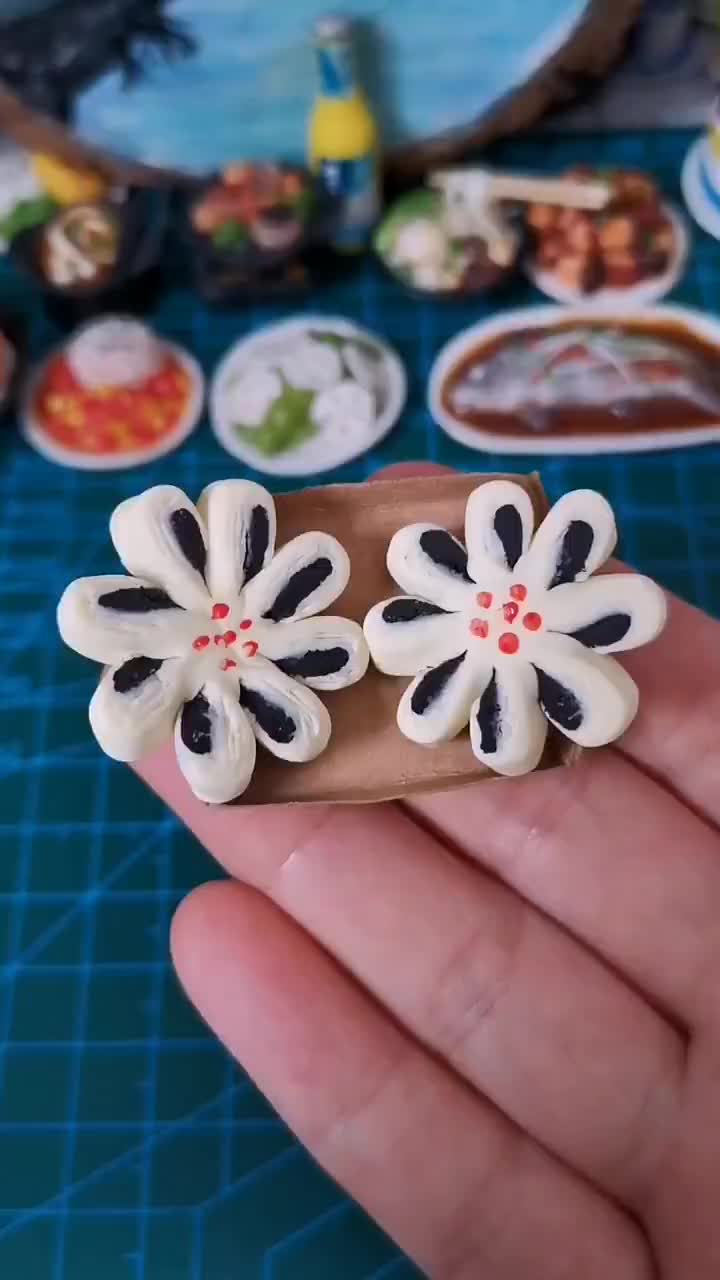 粘土迷你花卷馒头缩食玩diy粘土手工教程