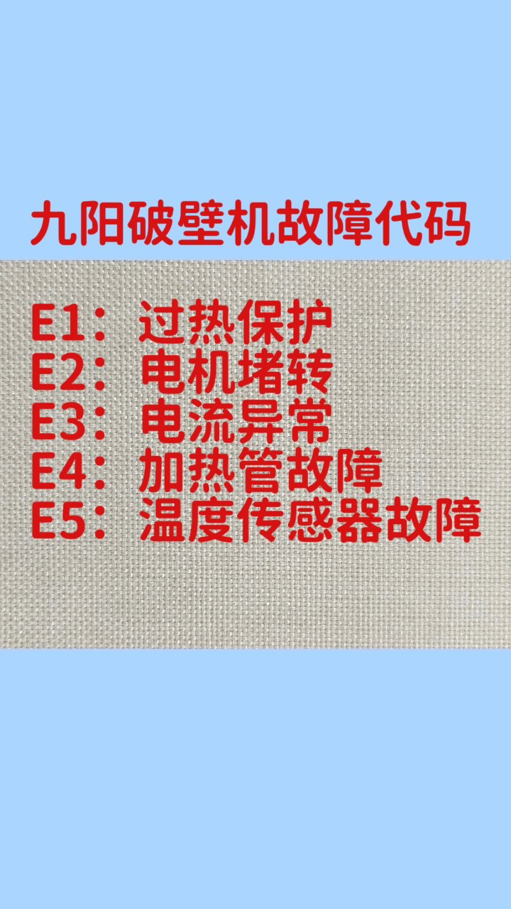 5大品牌破壁机故障代码含义