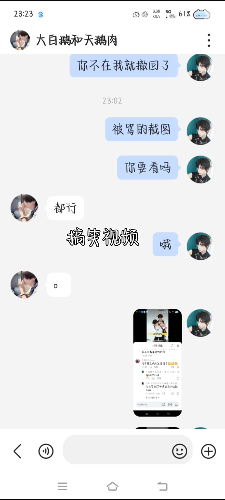 我和@大白鹅和天鹅肉 的搞笑聊天记录