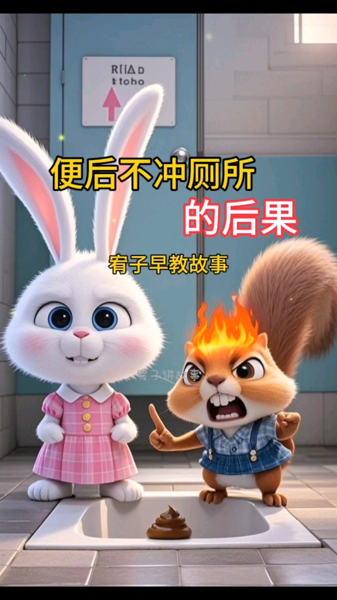 儿童早教故事之便后不冲厕所的后果#亲子教育#绘本故事#哄睡