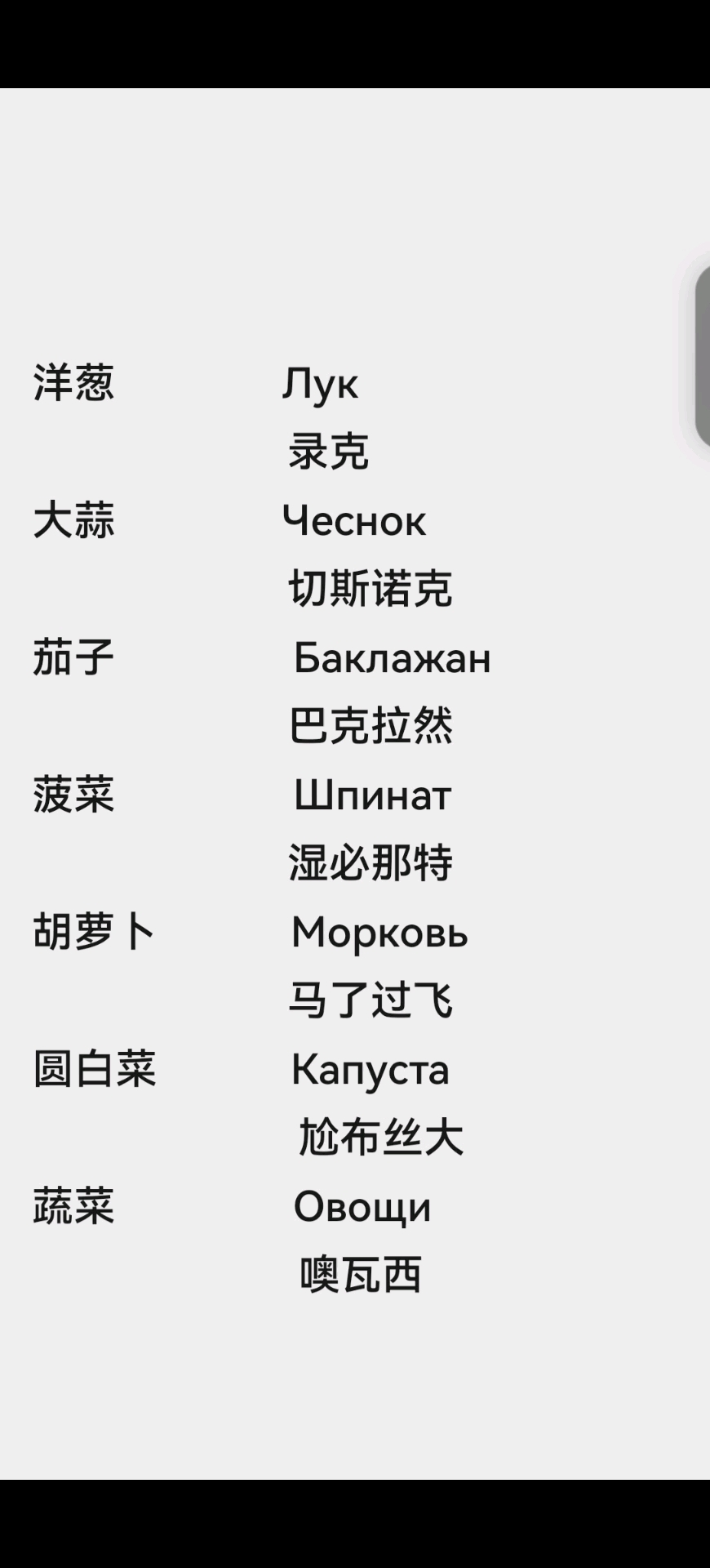 洋葱 大蒜 茄子 菠菜 胡萝卜 圆白菜 用俄语怎么说? #俄