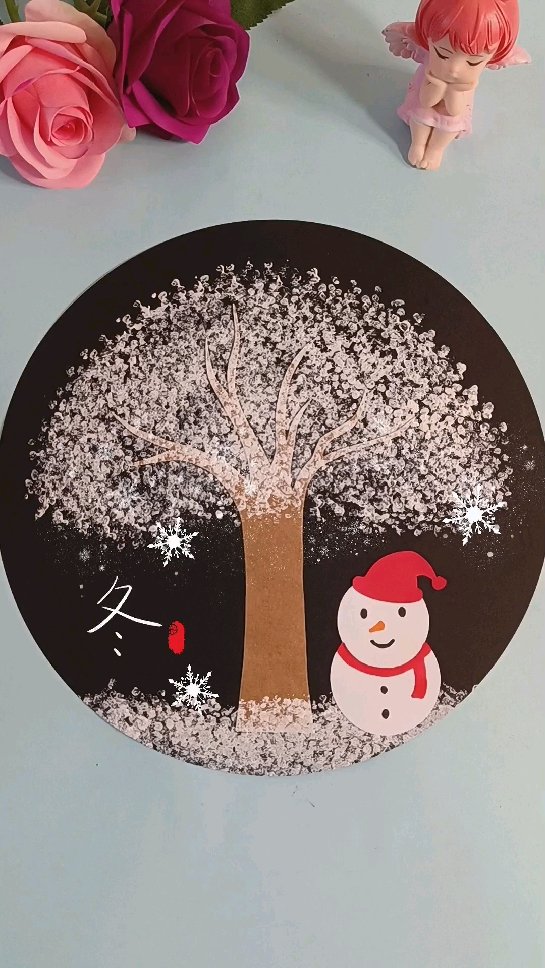 适合幼儿园宝贝画的,有水果网和颜料就行#幼儿园手工#冬天