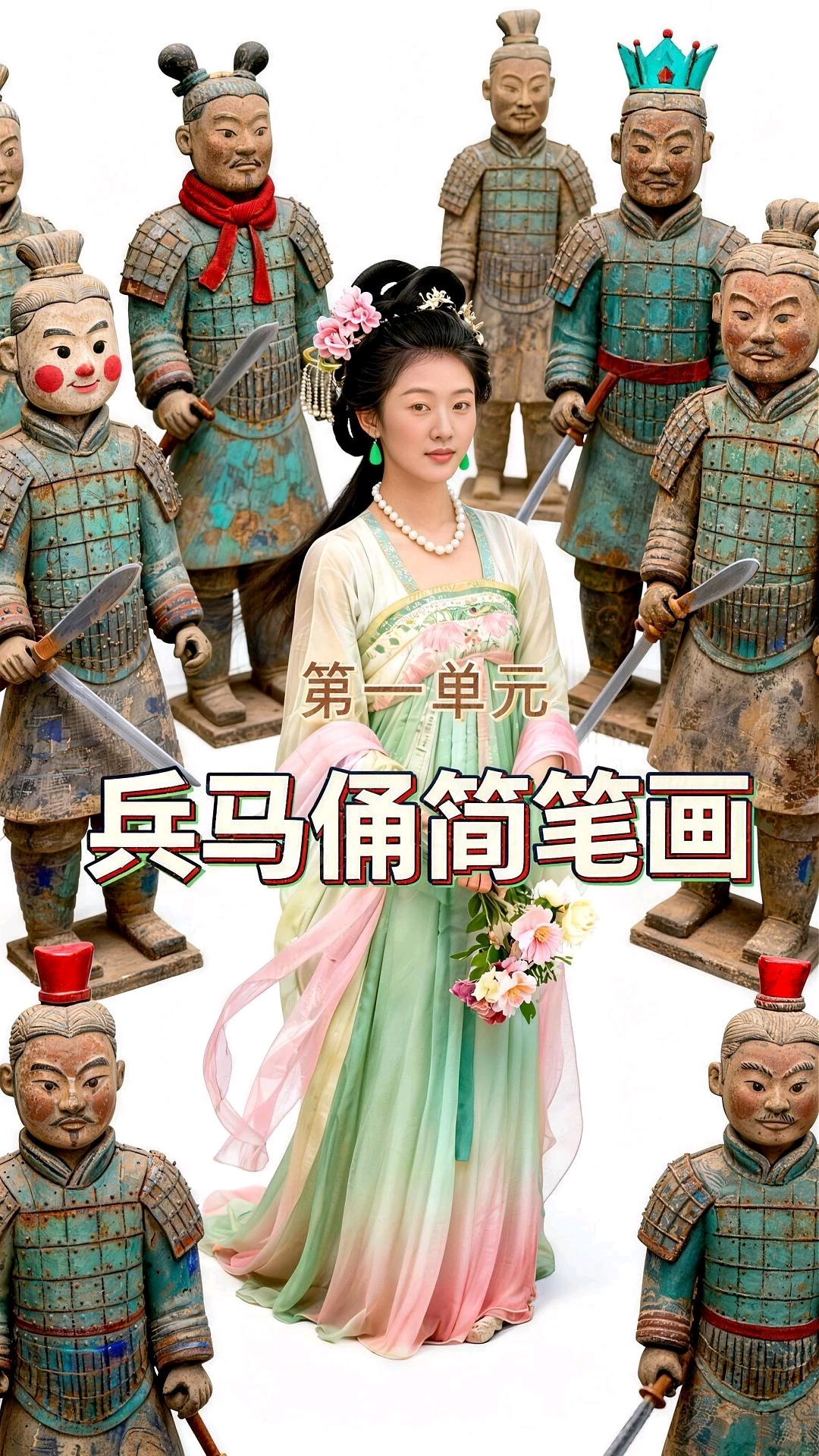 浙美版三下第一单元:兵马俑简笔画,这位小姐姐怎么就穿越了?#美术 #创造 #兵马俑cosp
