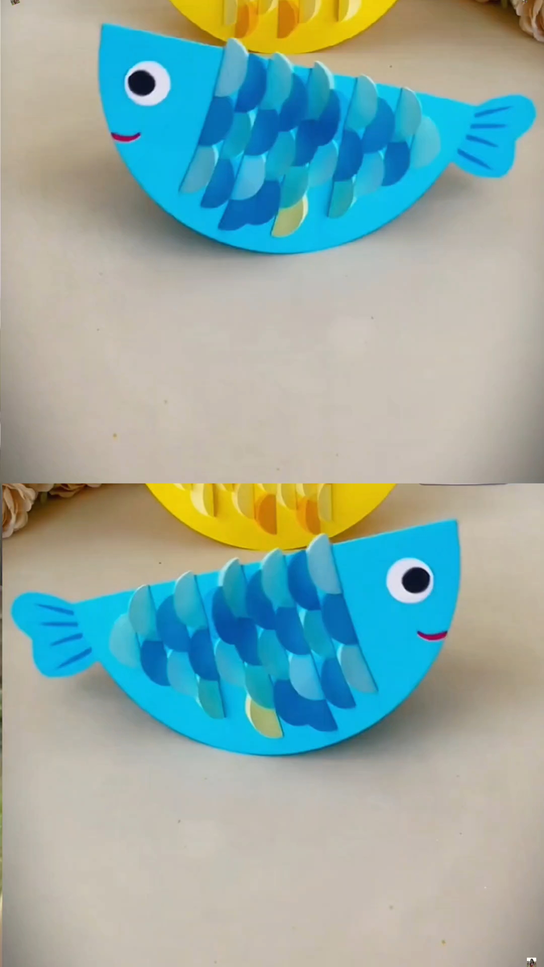 和孩子一起用卡纸做会游动的小鱼，孩子玩的真开心啊#手工diy#卡纸#亲子互动#真实生活记录