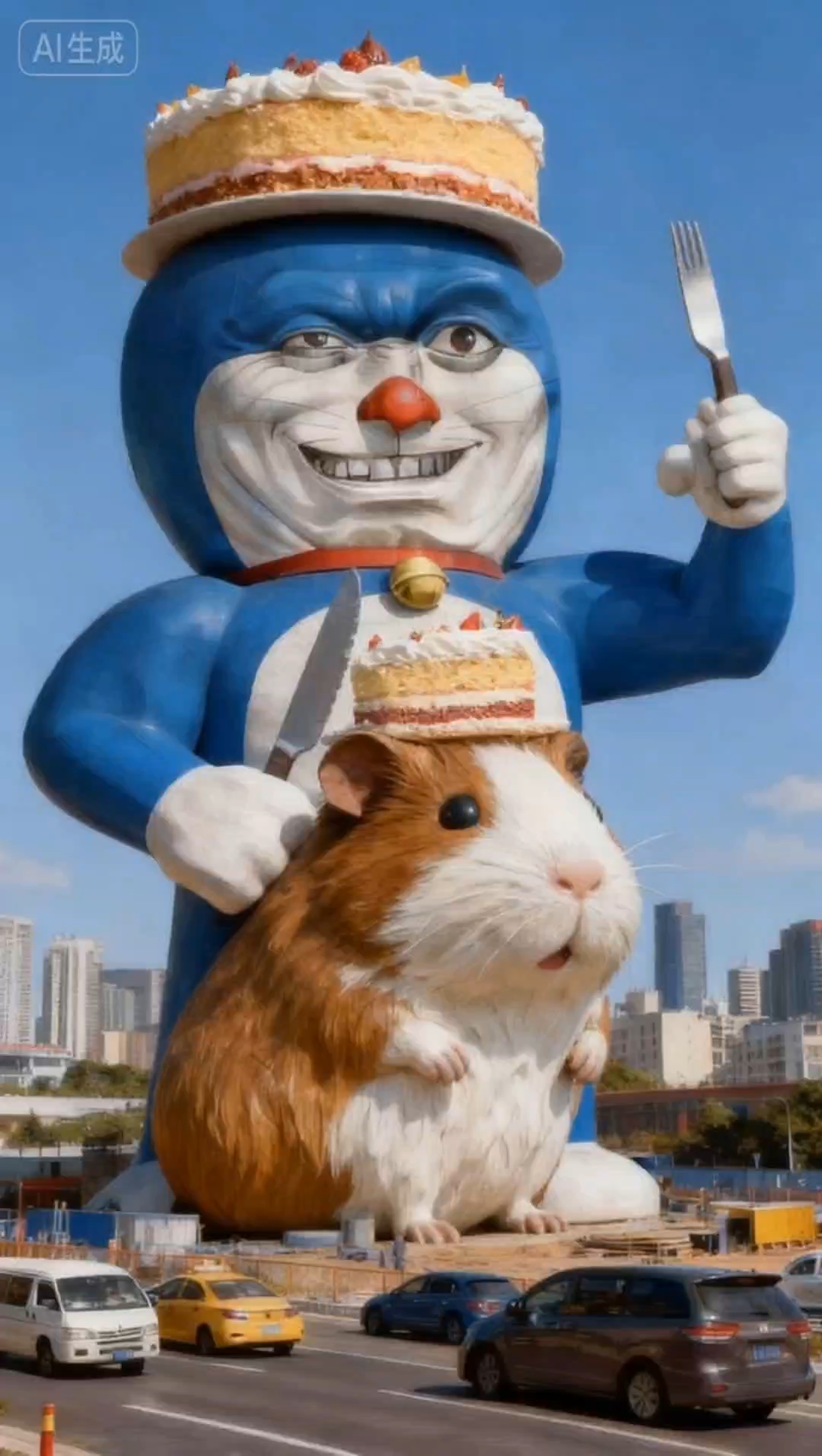 猪妞变蛋糕和烤鱼给机器猫吃,他说真香