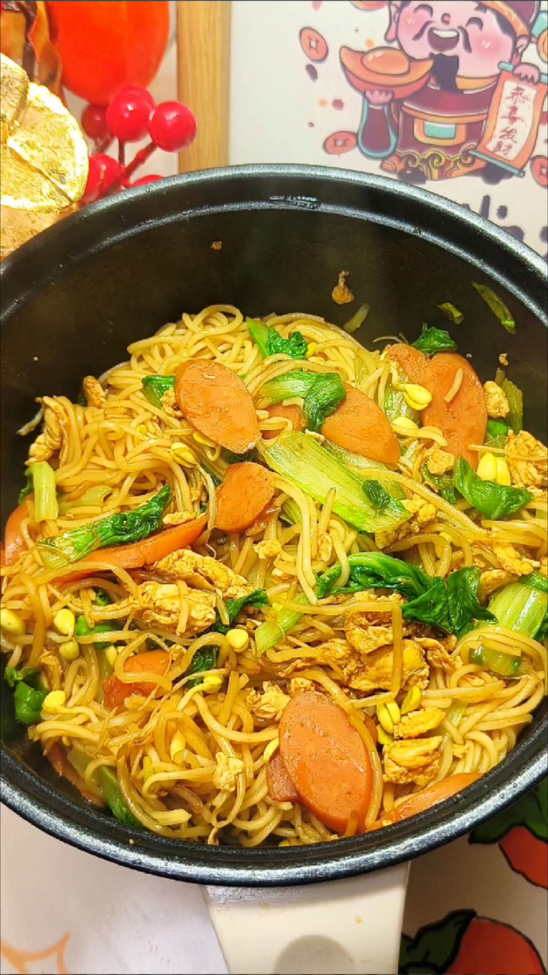 今天下班吃什么,宿舍小锅之鸡蛋青菜豆芽炒面,简单好做,色香味