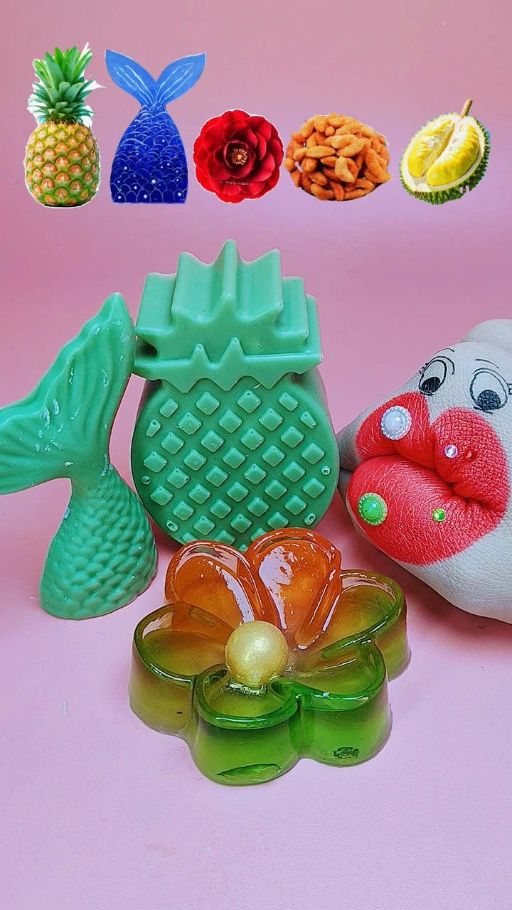 趣味美食,糖果大餐分享,卡通巧克力和鲜花果冻,还有榴莲琥珀糖