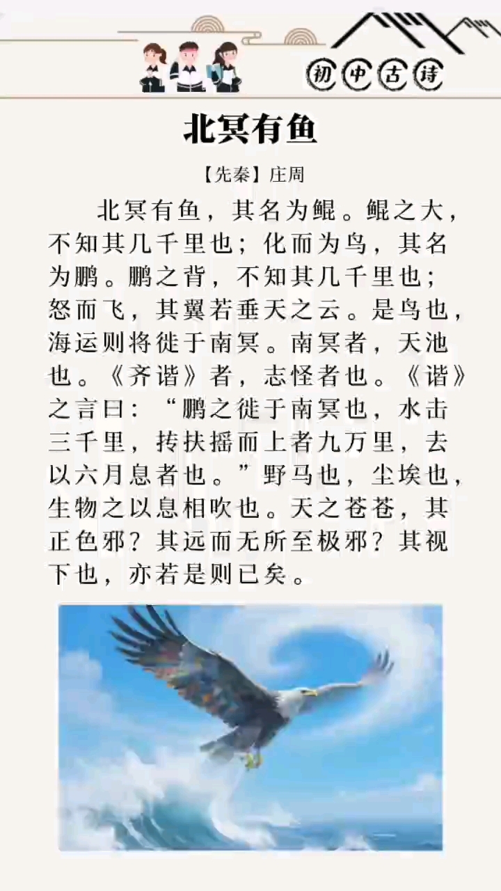 《北冥有鱼》#古诗词#初中生必背古诗词#古诗词分享#诗词赏析