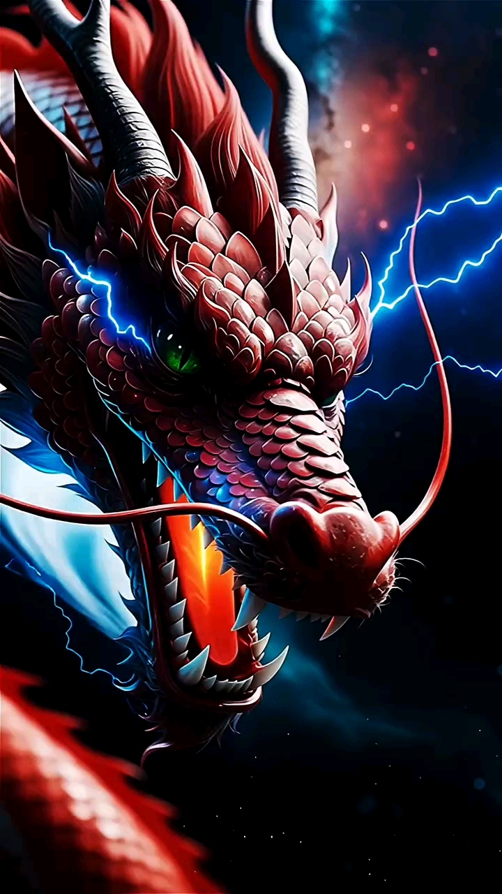 红鳞绿眼喷火焰,这条龙绝了!见者好运,龙腾四海,辉煌腾达!