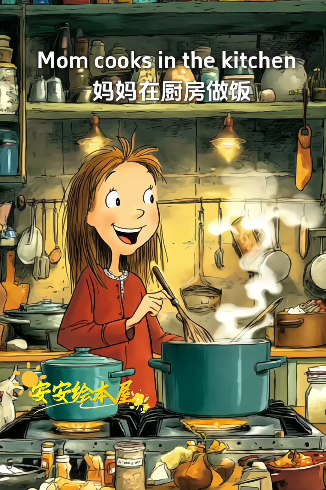 《妈妈在厨房做饭》英语绘本