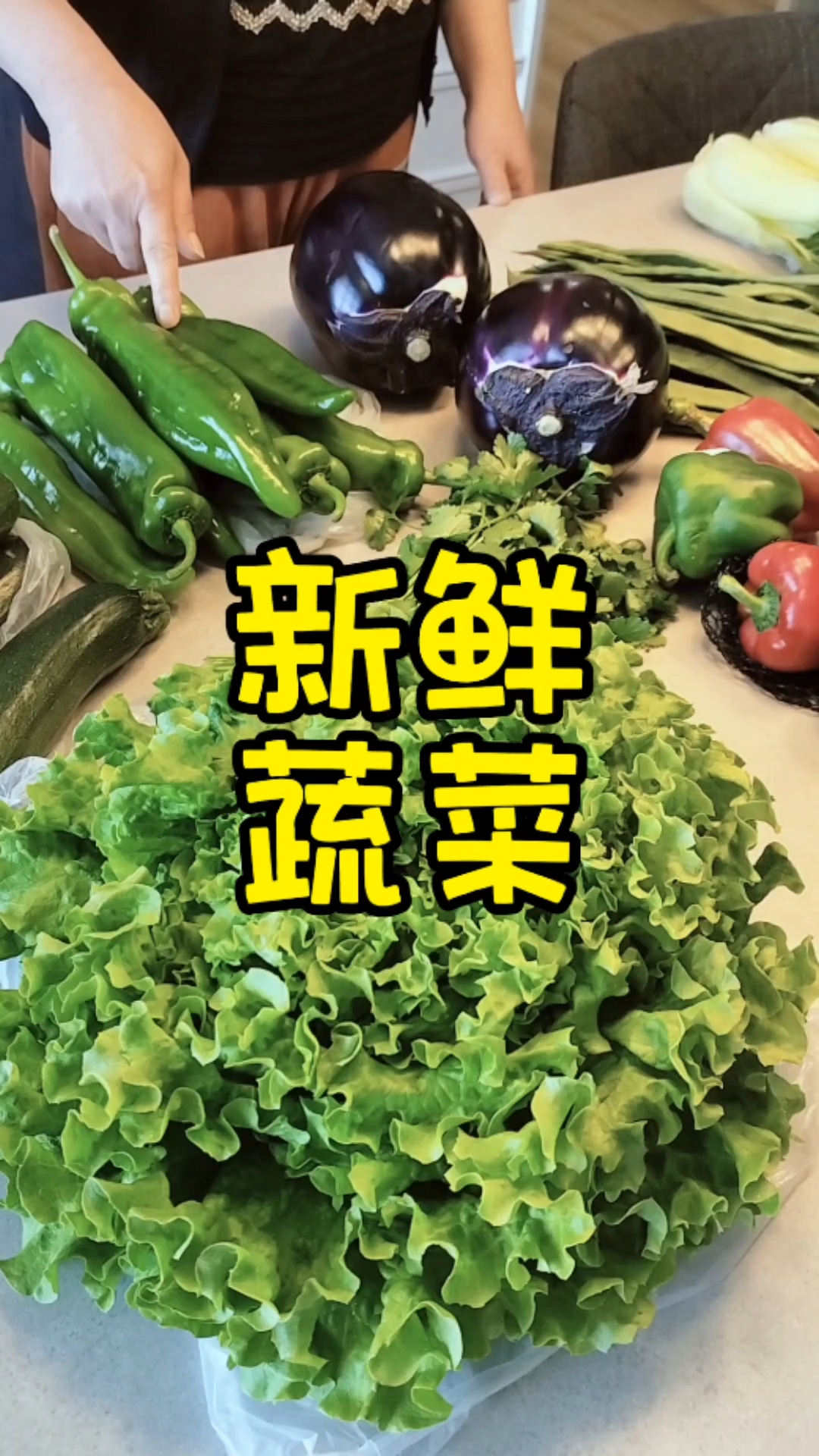 天津老两口在女儿家,闺女专门去蔬菜超市给老两口买新鲜蔬菜。