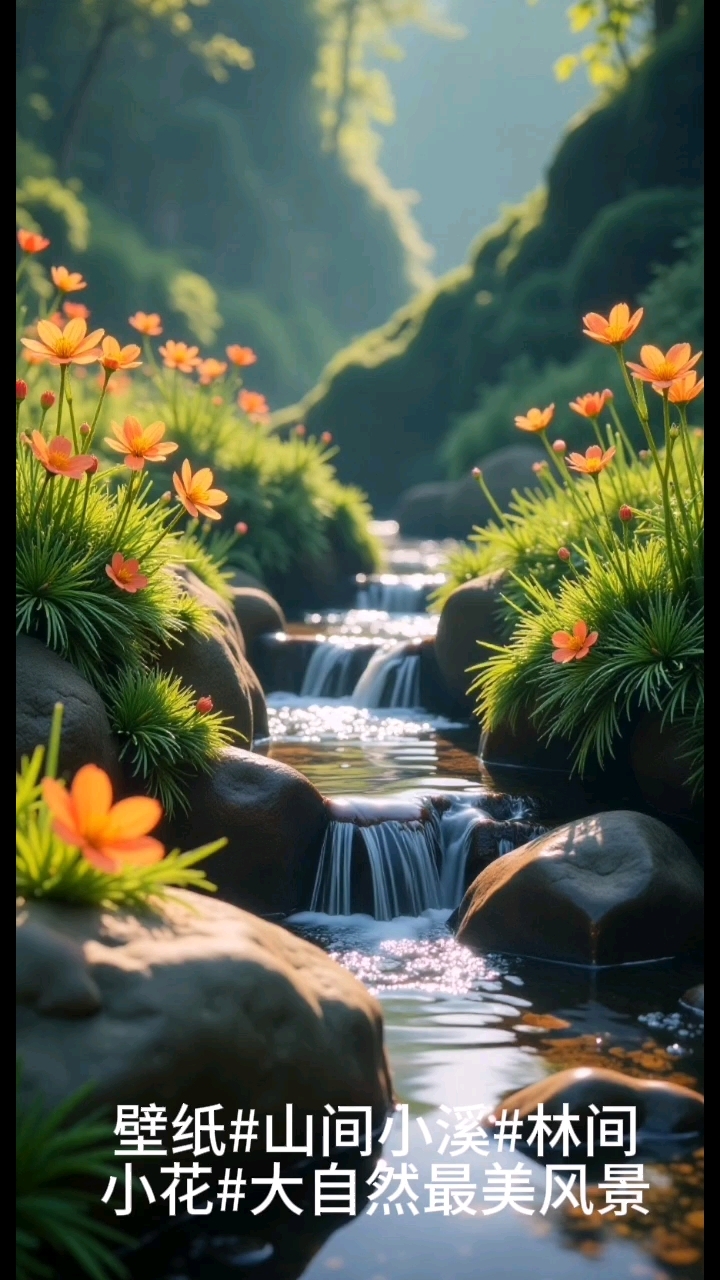 壁纸#山间小溪#林间小花#大自然最美风景