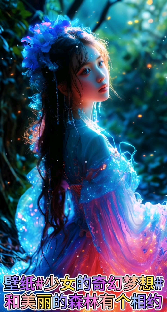 壁纸# 少女与森林的梦幻之约,唯美如童话!