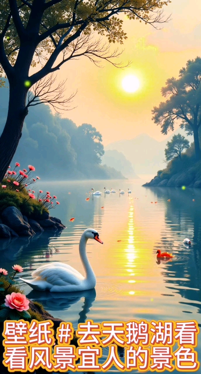 壁纸#去天鹅湖看风景宜人的景色,享受宁静时光!