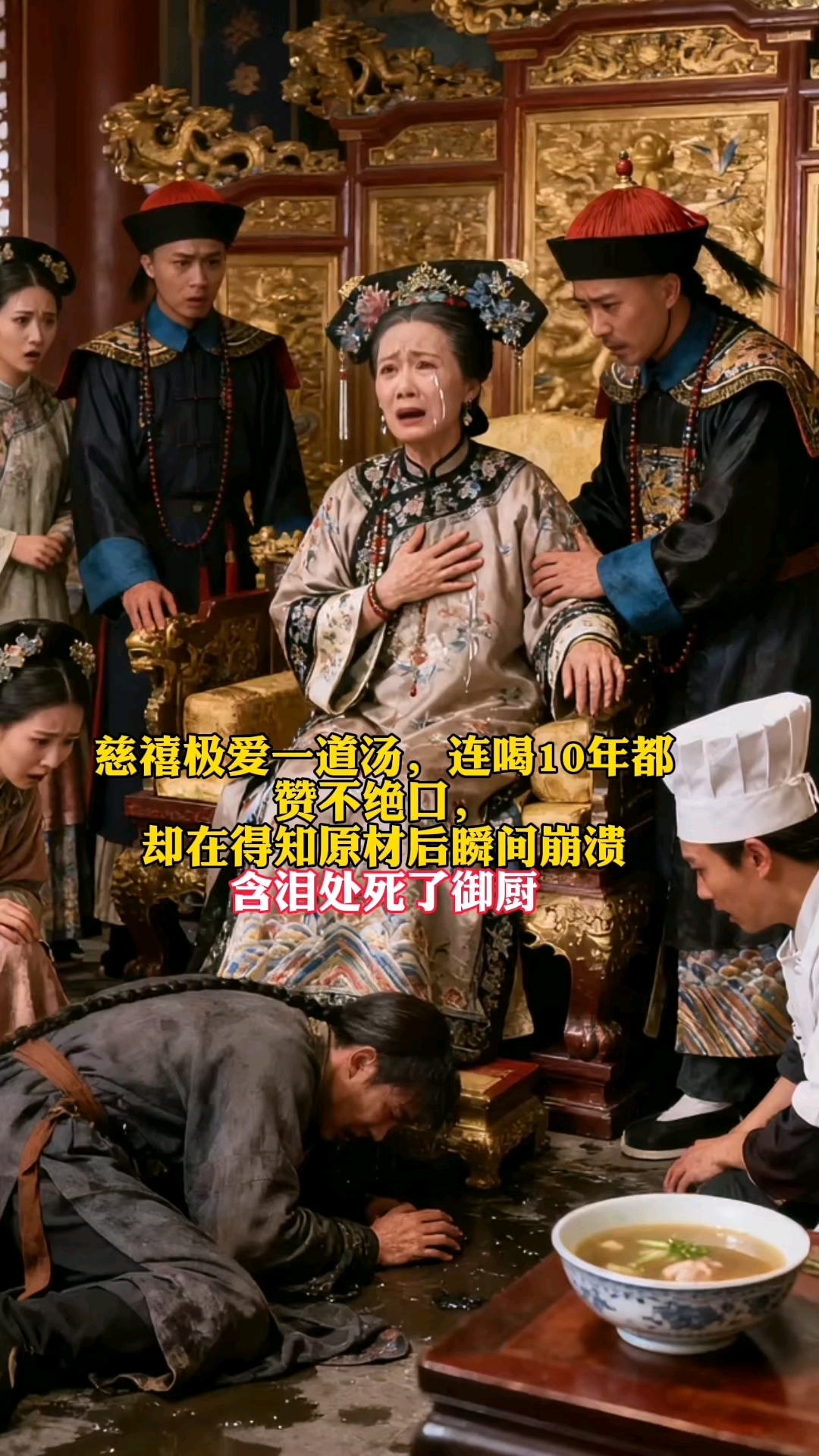 慈禧嗜喝十年的御膳汤,得知原料后崩溃暴怒,含泪下令处死御厨