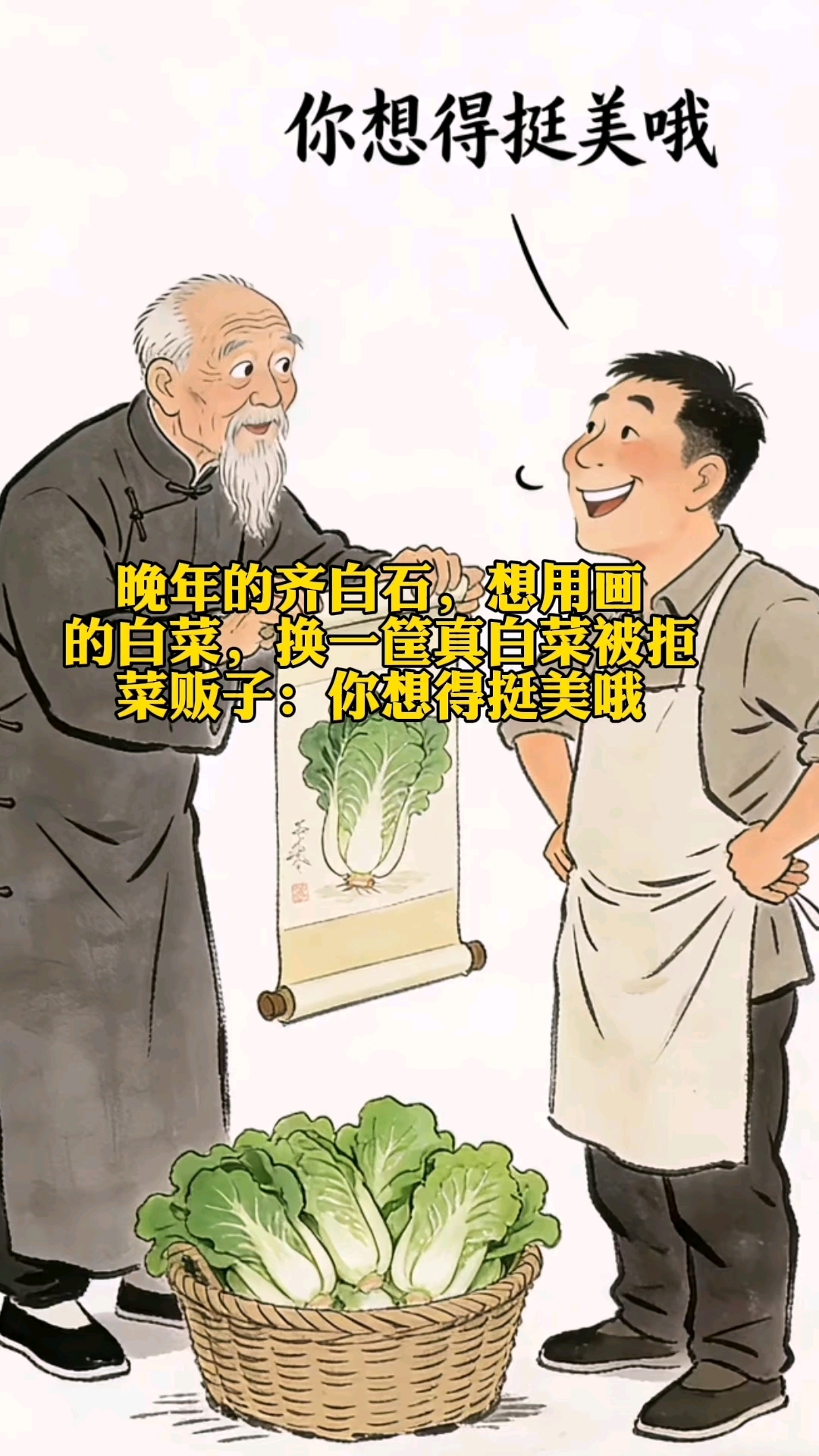 大师翻车名场面!齐白石画白菜换菜,遭菜贩子无情拒绝