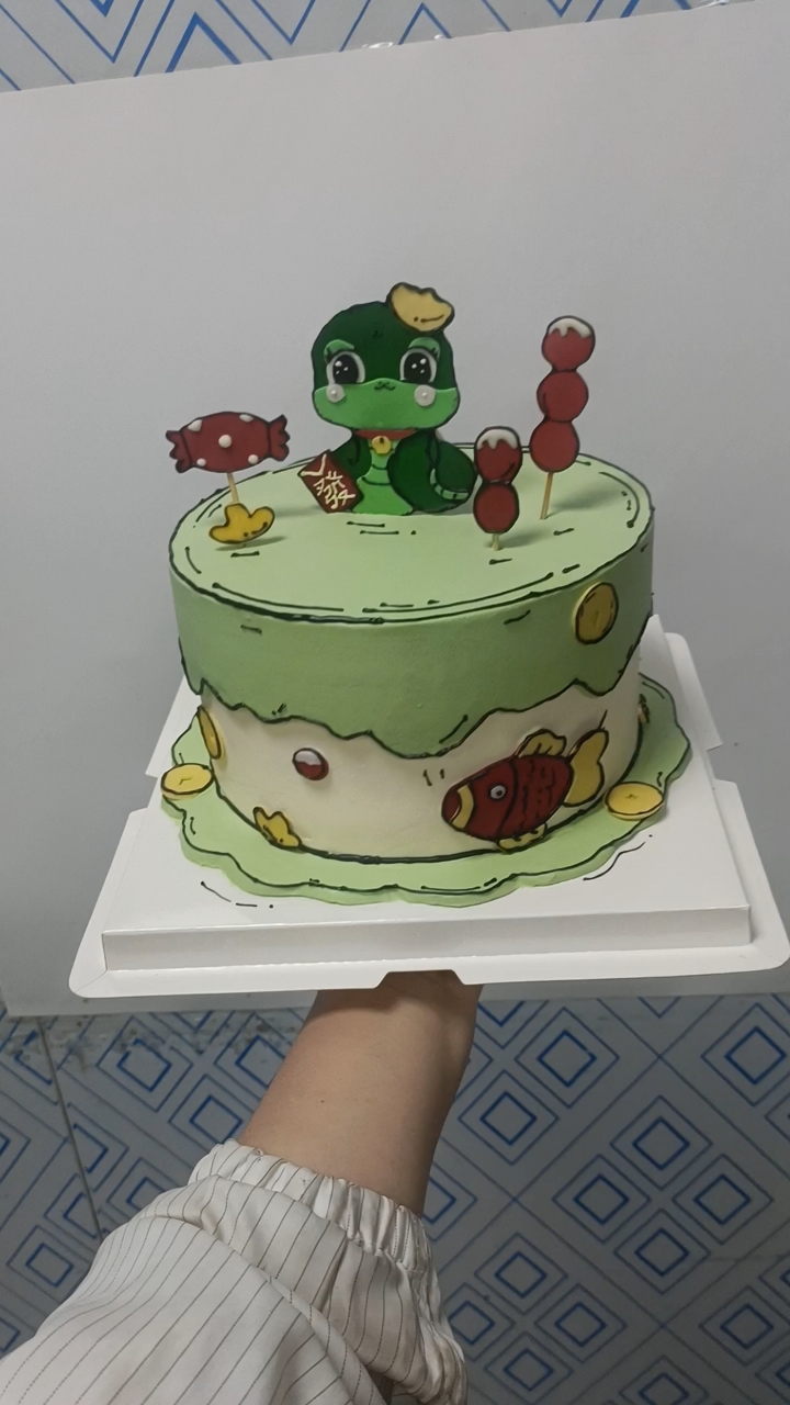 3D立体小蛇蛇蛋糕,下午茶小甜品水果套餐