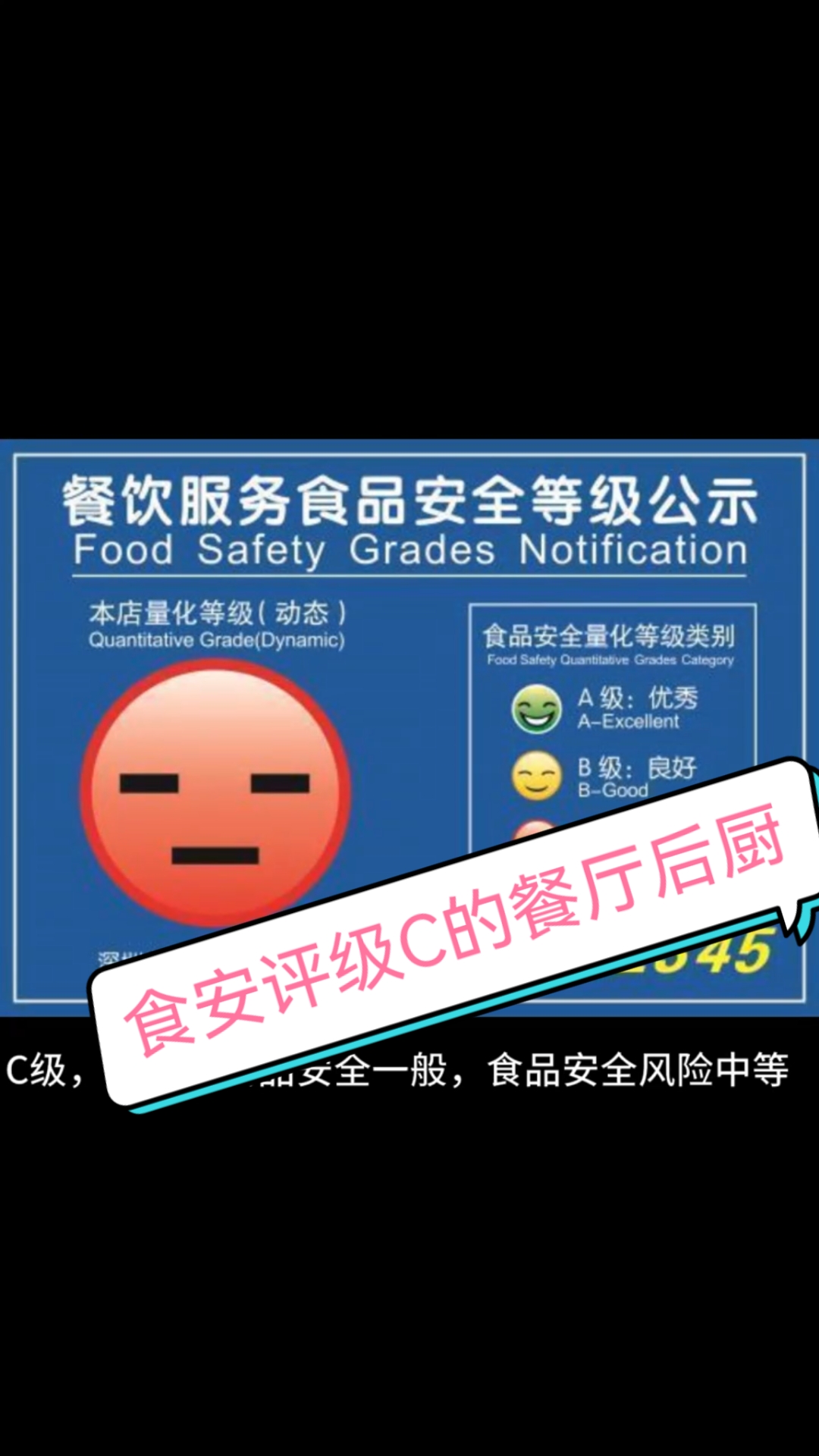 食安量化评级为C的餐厅后厨
