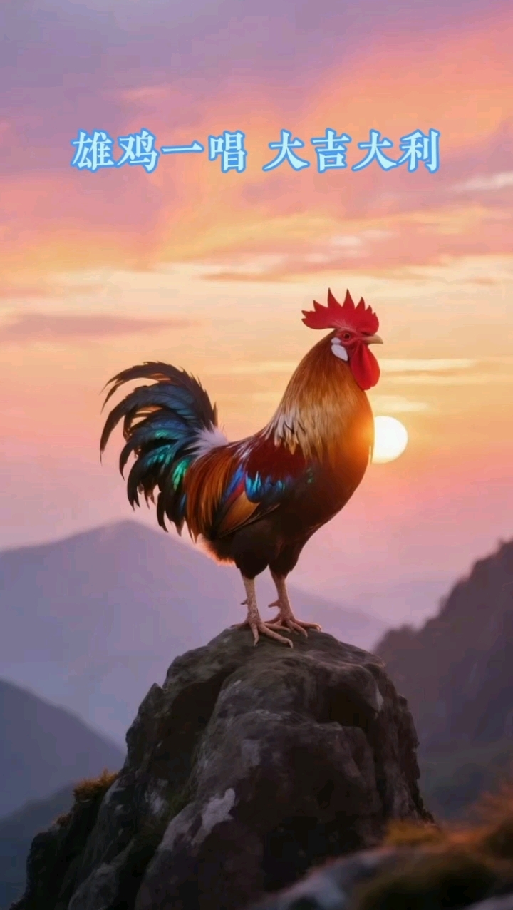 雄鸡一唱,大吉大利。祝您身康体泰,家和万事兴!