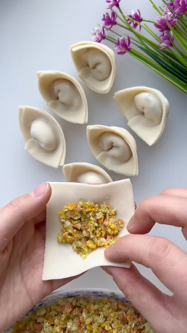 猫耳朵馄饨慢动作手法教程!