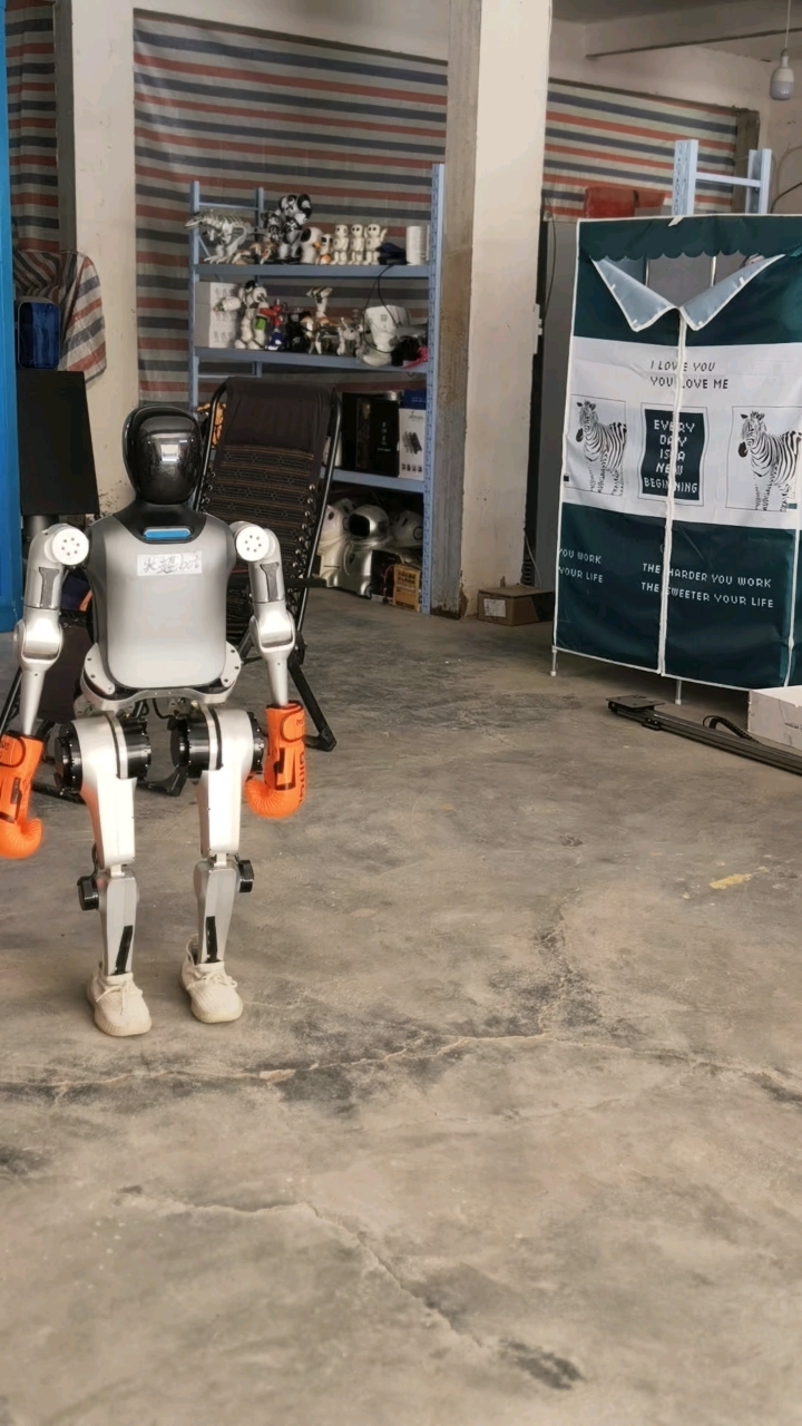 人形机器人带上拳击装备,就是魔鬼筋肉人