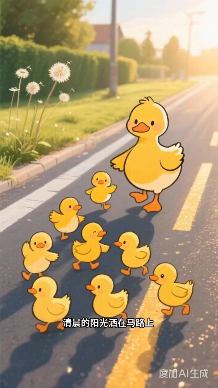 鸭妈妈带娃过马路,跳舞小鸭成最萌风景线