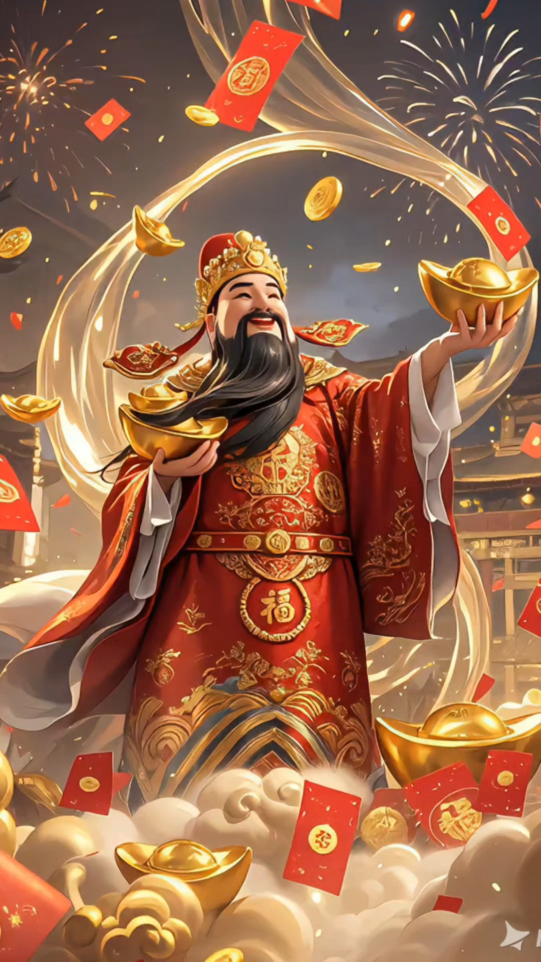 财神爷发红包雨啦!快来接好运!