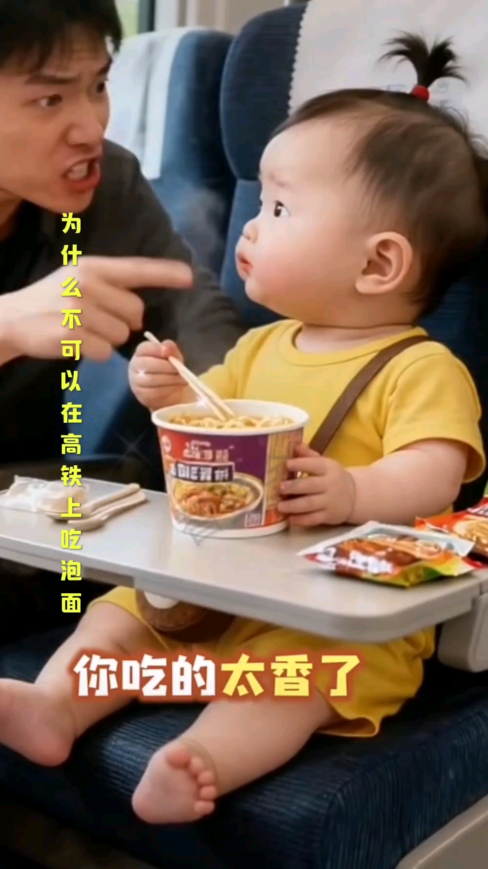 为什么不可以在高铁上吃泡面#萌娃##情感##记录生活# #搞笑视频# #小萌娃上线##我要