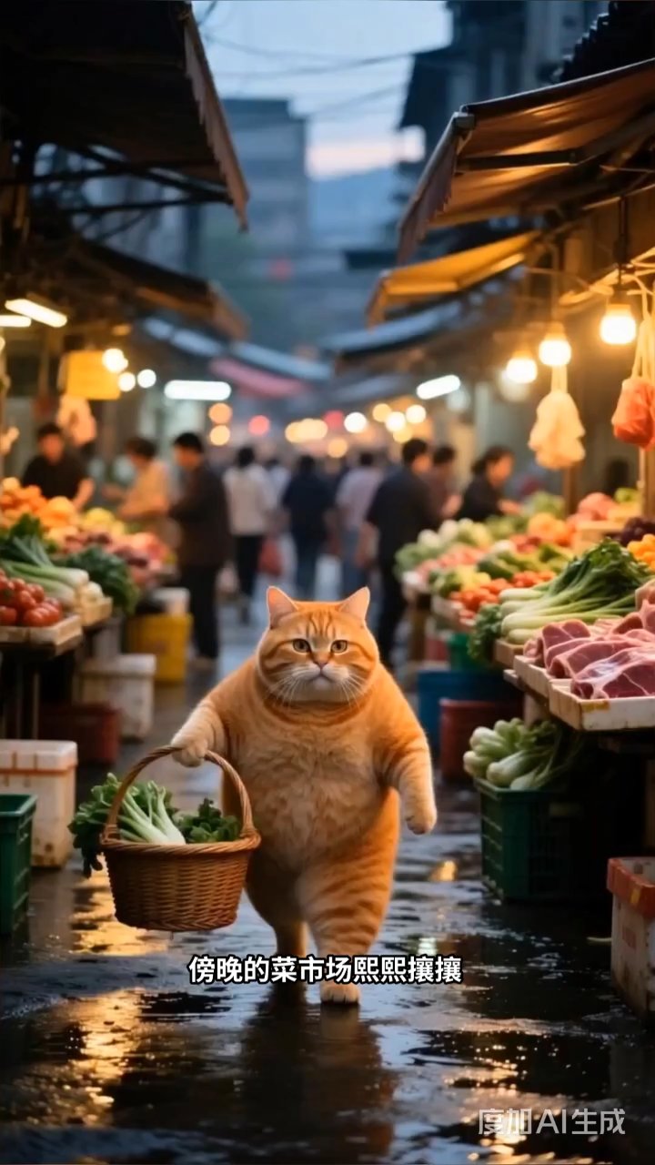 胖橘猫买菜讨价还价,邀邻居共享火锅晚餐
