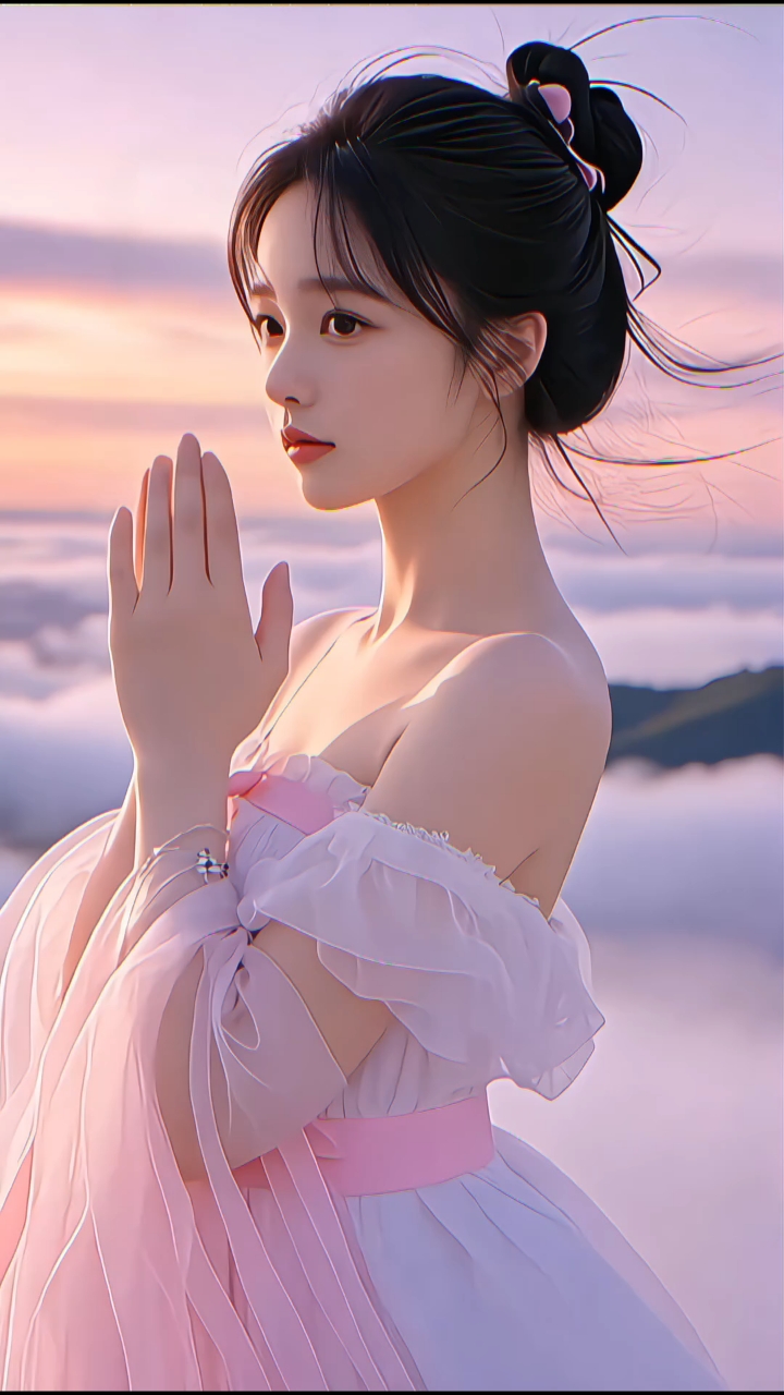 被这组浪漫古风造型戳中!粉色飘带与梦幻背景,少女心爆棚