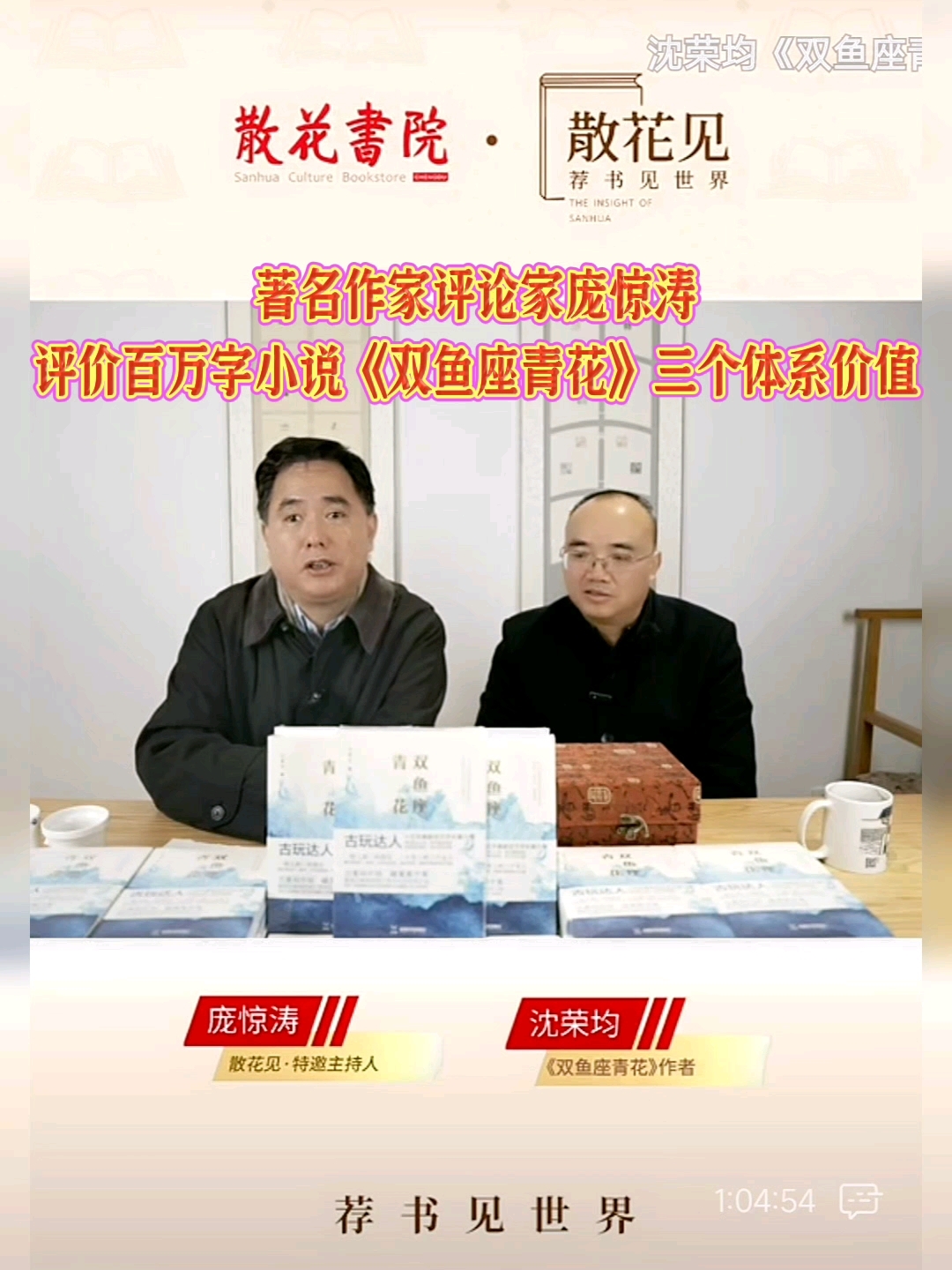 著名作家评论家庞惊涛评价百万字小说《双鱼座青花》三个体系价值