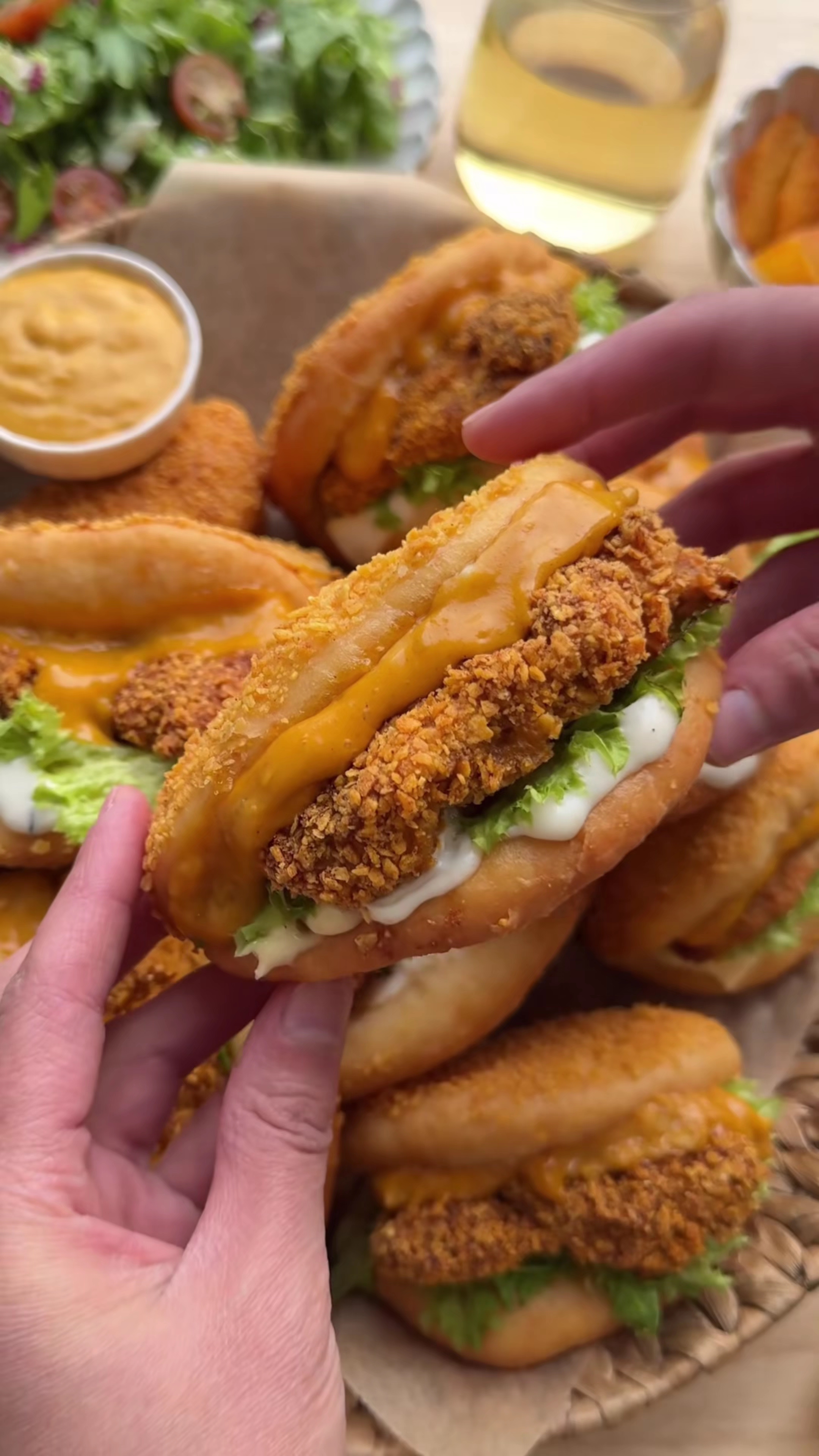 今天做一个辣子鸡汉堡,外观好看又好吃 #炸鸡汉堡